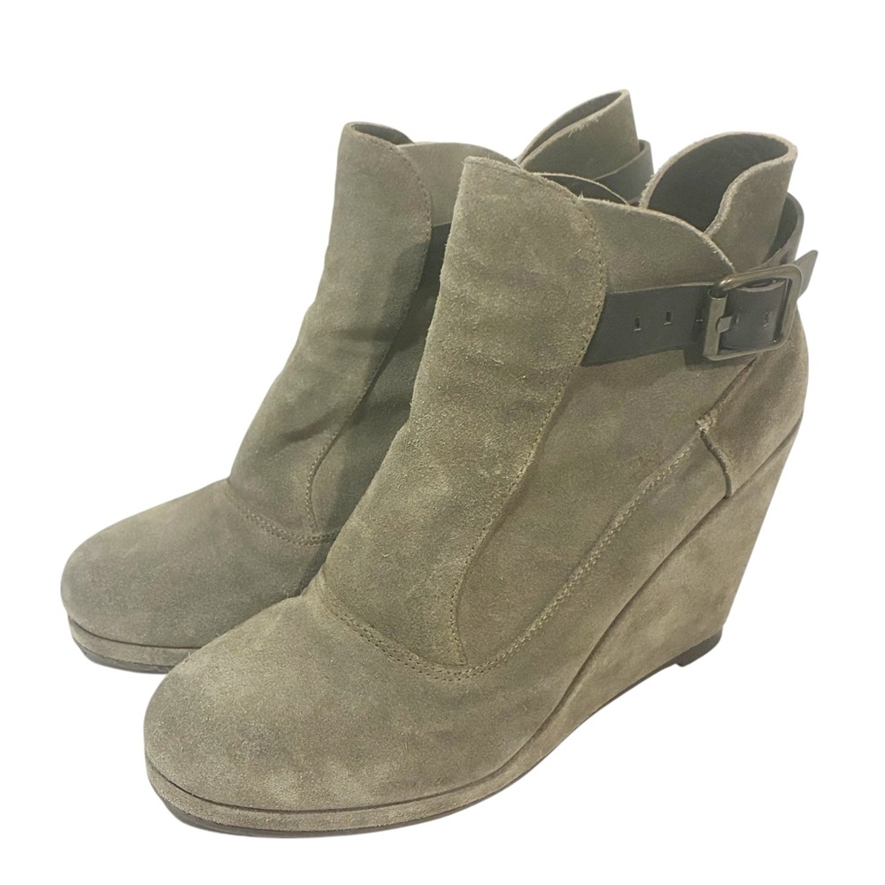 ALL SAINTS Women’s Size 9 Ankle Boots Jacks Place Wedges Gray Suede Bootie‎